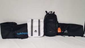 10 X BRAND NEW MIXED BACKPACK AND SPORTS BAG LOT CONTAINING 4 KROSS BACKPACK IN BLACK AND GREEN - 2 OUTVENTURE BACKPACKS IN BLACK - 2 KAPPA SPORTS BAGS IN WHITE AND BLACK - 1 WANNABE SPORTS BAG IN BLACK AND BLUE - 1 WANNABE SPORTS BAG IN BLACK