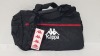 10 X BRAND NEW KAPPA SPORTS BAGS IN BLACK, WHITE AND RED