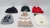 40 X BRAND NEW MIXED HAT LOT CONTAINING OUTVENTURE BEANIE HAT IN GREEN - GLISSADE BEANIE HAT IN GREY AND WHITE -- KAPPA WOOLY HAT IN RED - NECK WARMER IN BLUE - GLISSADE BEANIE IN BLACK - TERMIT WOOLY HAT IN ORANGE - WANNABE WOOLY HAT IN BLACK AND GREY -