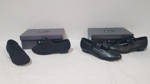 15 X BRAND NEW TAPPERS AND POINTERS BLACK DANCE TAP SHOES IN CANVAS AND LEATHER IN SIZES 6- 7