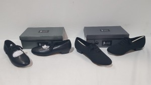 15 X BRAND NEW TAPPERS AND POINTERS BLACK TAP DANCE SHOES IN CANAVAS AND LEATHER SIZES 3-7-8-9