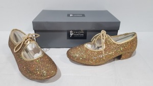 14 X BRAND NEW TAPPERS AND POINTERS GOLD TAP DANCE SHOES IN SIZES 3-6