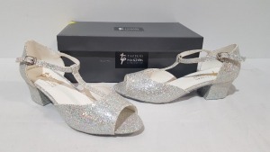 19 X BRAND NEW TAPPERS AND POINTERS SILVER HEELED DANCE SHOES IN SIZES 2-3-11-12