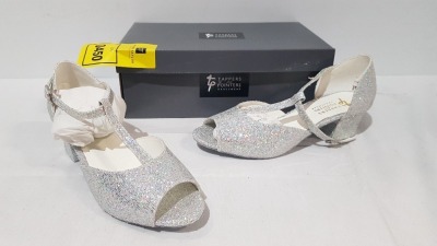 15 X BRAND NEW TAPPERS AND POINTERS SILVER HEELED DANCE SHOES IN SIZE 3-4