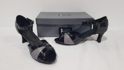 15 X BRAND NEW TAPPERS AND POINTERS BLACK AND SILVER HEELED DANCE SHOES IN SIZES 3-5-6