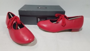 15 X BRAND NEW TAPPERS AND POINTERS RED LEATHER TAP DANCE SHOES IN VARIOUS SIZES