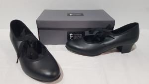 15 X BRAND NEW TAPPERS AND POINTERS BLACK LEATHER TAP DANCE SHOES IN VARIOUS SIZES