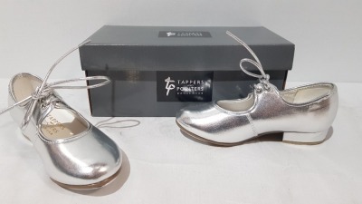 15 X BRAND NEW TAPPERS AND POINTERS SILVER DANCE TAP SHOES IN VARIOUS SIZES