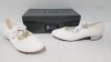 15 X BRAND NEW TAPPERS AND POINTERS WHITE CANVAS LACED TAP SHOES IN VARIOUS SIZES