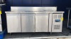 1 X USED STAINLESS STEEL POLAR 3 DOOR COUNTER FREEZER WITH UPSTAND 417 LITRE CAPACITY - MODEL - DL917-03