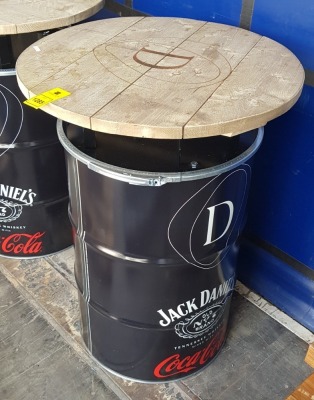 1 X JACK DANIELS COCA COLA CUSTOM BARREL TABLE - 107 HEIGHT - 76 DIAM