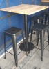 WOODEN BAR TABLE & 3 HIGH BAR STOOLS (BLACK)