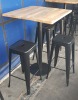 WOODEN BAR TABLE & 3 HIGH BAR STOOLS (BLACK)