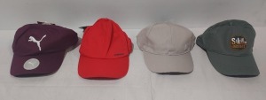 50 X BRAND NEW MIXED CAP LOT CONTAINING DEMIX CAP IN GREY - STAY WILD SAVE THE PLANET CAP - DEMIX CAP IN RED - TERMIT BLACK CAP - DEMIX CHAMP CAP IN BLACK AND GREEN - OUTVENTURE CAP IN GREY ETC IN ONE TRAY - TRAY NOT INCLUDED