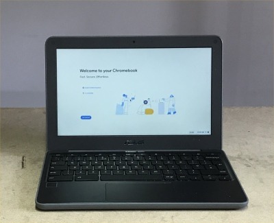 3 X ASUS C202XA CHROMEBOOK WITH INTEL CELERON N3060 CPU, 4GB RAM, 32GB EMMC, (DATA WIPED WITH CHROME OS INTACT), GOOD BATTERIES (NO CHARGERS)