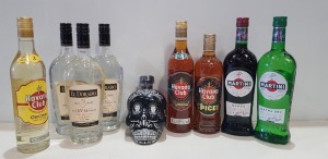 9 X BRAND NEW MIXED ALCOHOL LOT CONTAINING 1 KAH TEQUILLA IN SKULL BOTTLE 40% - 700ML - 3 EL DORADO DEMERARA RUM AGED 3 YEARS 70CL 40%- 1 HAVANA CLUB SPICED CUBAN RUM 70CL 35.5% - 1 HAVANA CLUB ANEJO ESPECIAL RUM 40% 70CL - 1 HAVANA CLUB ORIGINAL RUM 40%