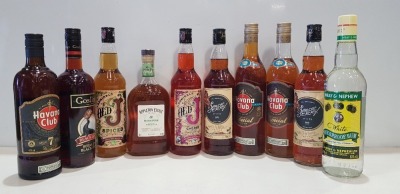 10 X BRAND NEW MIXED ALCOHOL LOT CONTAINING 2 HAVANA CLUB ANEJO ESPECIAL CUBAN RUM 40% 70CL - 1 ADMIRALS OLD CHERRY SPICED PREMIUM SPIRIT DRINK 35% 70CL - 1 WRAY AND NEPHEW WHITE RUM 63% 70CL - 2 SAILOR JERRY SPICED RUM 40% 70CL - APPLETON ESTATE SIGNATUR