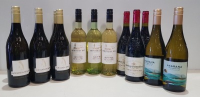 14 X BRAND NEW MIXED WINE LOT CONTAINING 6 BOULDERS BEACH 13.5% 750ML - 3 BARON D'ARIGNAC CABINET SAUVIGNON 13% 75CL - 3 MONTEREY BAY CALIFORNIA CHARDONNAY 13% - 2 AKARANA NEW ZEALAND SAUVIGNON BLANC 13.5%