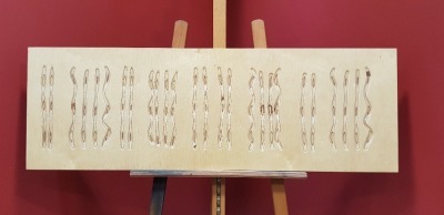 LEICESTERSHIRE WOODEN ART PANEL ABSTRACT ART VERTICAL LINES IN GROUPS 40CM X 120CM