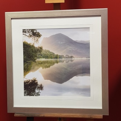 MIKE SHEPHERD (1964) ARTIST SIGNED OR WATERCOLOUR DRAWING COLOUR PHOTOGRAPH - SUNRISE ON BUTTERMORE SIGNED LOWER RIGHT 43CM X 43CM
