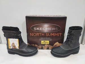 4 X BRAND NEW MEN'S SKECHERS NORTH SUMMIT WINTER BOOTS ALL IN SIZE UK 9.5 ( NOTE SOME OF THE BOXES ARE A BIT BEATEN UP)