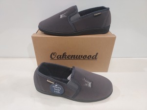 14 X BRAND NEW MEN'S OAKENWOOD SLIPPERS IN STYLE NAME FREDDY IN GREY ALL IN SIZE 10UK IN ONE BOX.