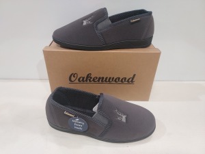 14 X BRAND NEW MEN'S OAKENWOOD SLIPPERS IN STYLE NAME FREDDY IN GREY ALL IN SIZE 10UK IN ONE BOX.