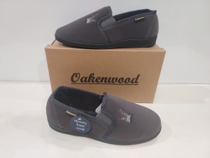 14 X BRAND NEW MEN'S OAKENWOOD SLIPPERS IN STYLE NAME FREDDY IN GREY ALL IN SIZE 9UK IN ONE BOX.