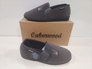 14 X BRAND NEW MEN'S OAKENWOOD SLIPPERS IN STYLE NAME FREDDY IN GREY ALL IN SIZE 9UK IN ONE BOX.