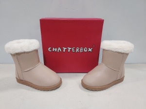 10 X BRAND NEW CHATTERBOX WINTER BOOTS IN GLITTER BEIGE IN SIZE 10UK / EU28 IN ONE BOX