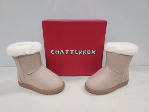 10 X BRAND NEW CHATTERBOX WINTER BOOTS IN GLITTER BEIGE IN SIZE 10UK / EU28 IN ONE BOX