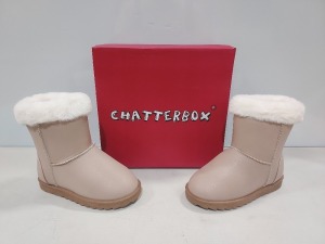 10 X BRAND NEW CHATTERBOX WINTER BOOTS IN GLITTER BEIGE IN SIZE 9UK / EU27 IN ONE BOX