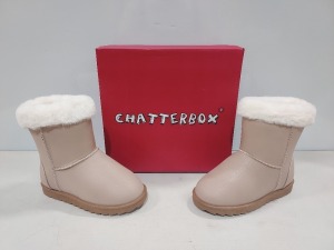 10 X BRAND NEW CHATTERBOX WINTER BOOTS IN GLITTER BEIGE IN SIZE 1UK / EU33 IN ONE BOX