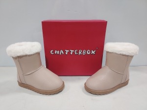 10 X BRAND NEW CHATTERBOX WINTER BOOTS IN GLITTER BEIGE IN SIZE 2UK / EU34 IN ONE BOX