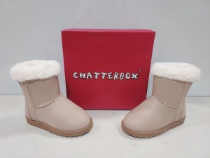 10 X BRAND NEW CHATTERBOX WINTER BOOTS IN GLITTER BEIGE IN SIZE 8UK / EU26 IN ONE BOX