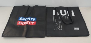 1200 X BRAND NEW SPORTS DIRECT REUSABLE TOTE BAGS - IN 12 BOXES 35 X 35 X 10 CM