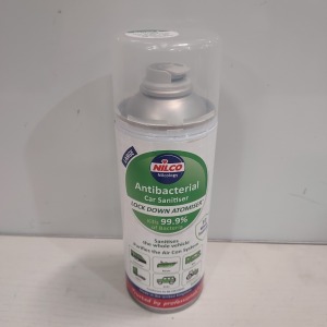 460 + X NILCO ANTIBACTERIAL CAR SANITIZER LOCK DOWN ATOMISER - PURIFIES THE AIR CON SYSTEM ( STAGE 1 ONLY ) - 300 ML CANS - IN 39 BOXES