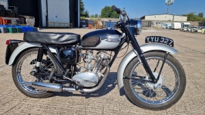 SILVER/BLACK TRIUMPH TIGER CUB, REG NO: YYU327, YEAR OF MANUFACTURE: 1960, ENGINE SIZE: 200CC, WITH V5, WITH ORIGINAL BUFF PURCHASE LOG, 1 KEY, MILEAGE: 18699, TAX & MOT EXEMPT, CURRENTLY RUNNING ON AN ELECTRONIC STATOR WITH ALL MANUAL FIRING COMPON