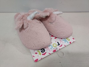 10 X BRAND NEW TEENAGE GIRLS SKYROCKET SLEEPY UNICORN SLIPPERS STYLE NAME ISABEL IN PINK SIZE UK 4/5 IN ONE BOX