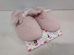 10 X BRAND NEW TEENAGE GIRLS SKYROCKET SLEEPY UNICORN SLIPPERS STYLE NAME ISABEL IN PINK SIZE UK 4/5 IN ONE BOX