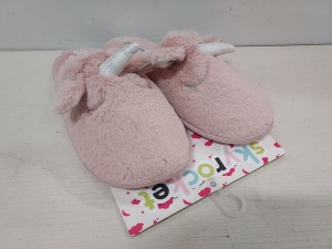 10 X BRAND NEW KIDS CHATTERBOX SLEEPY UNICORN SLIPPERS STYLE NAME ISABEL IN PINK SIZE UK M 13/1 IN ONE BOX