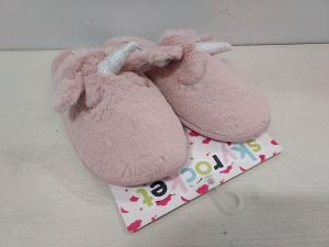 10 X BRAND NEW KIDS CHATTERBOX SLEEPY UNICORN SLIPPERS STYLE NAME ISABEL IN PINK SIZE UK M 13/1 IN ONE BOX