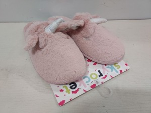 9 X BRAND NEW KIDS CHATTERBOX SLEEPY UNICORN SLIPPERS STYLE NAME ISABEL IN PINK SIZE UK M 13/1 IN ONE BOX