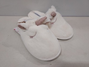 10 X BRAND NEW KIDS CHATTERBOX SLEEPY UNICORN SLIPPERS STYLE NAME ISABEL IN CREAM SIZE UK XL 4/5 IN ONE BOX