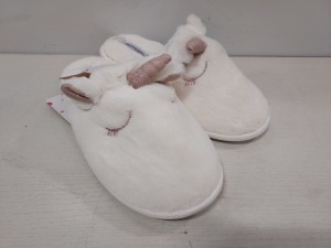 10 X BRAND NEW KIDS CHATTERBOX SLEEPY UNICORN SLIPPERS STYLE NAME ISABEL IN CREAM SIZE UK XL 4/5 IN ONE BOX