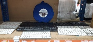 MISC LOT OF 9 KEYBOARDS - 6 X APPLE, 1 X MICROSOFT, 1 X UNBRANDED) PLUS 1 X LASTOLITE CIRCULAR REFLECTOR (FOR PHOTOGRAPHY)