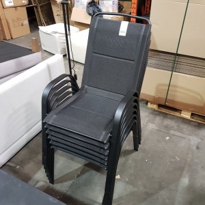 6 X BRAND NEW INDOOR / OUTDOOR PADDED CHAIRS - ALL IN BLACK