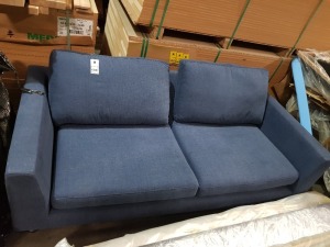 1 X 2 SEATER FABRIC SOFA IN BLUE COLOUR - ( 200 X 95 X 85CM ) (SOFA .COM RETURNS)