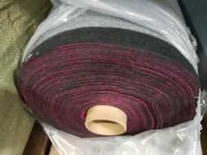 1 X BRAND NEW TOKYO FABRIC ROLL IN PLUSH COLOUR CLARET LENGTH 31.6m WIDTH 148cm - FACTORY SEALED