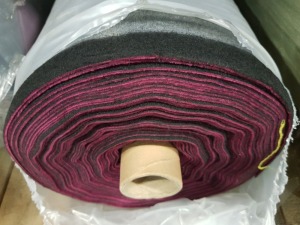 1 X BRAND NEW TOKYO FABRIC ROLL IN PLUSH COLOUR CLARET LENGTH 32.6m WIDTH 148cm - FACTORY SEALED